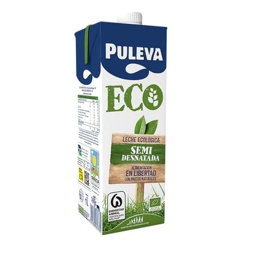 Puleva ▫️ ECO - Leite Ecológico Semidesnatado BIO - Bem-estar Animal - Embalagem UHT de 6 x 1 L 6