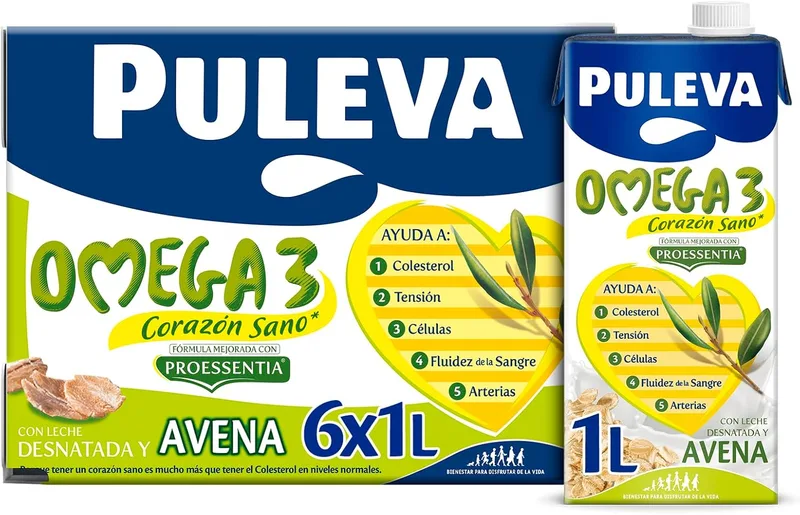 Puleva ▫️ Leite Omega 3 com Aveia - Embalagem 6 x 1Lt
