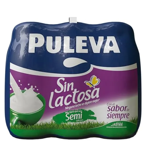 Puleva ▫️ Leite Sem Lactose, Semidesnatado, 1 % de Matéria Gorda, Fácil de digerir, Rico em cálcio e vitaminas A, D e E, Ideal para pessoas com intolerância à lactose, Embalagem de 6 x 1 L 3