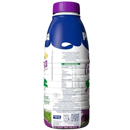 Puleva ▫️ Leite Sem Lactose, Semidesnatado, 1 % de Matéria Gorda, Fácil de digerir, Rico em cálcio e vitaminas A, D e E, Ideal para pessoas com intolerância à lactose, Embalagem de 6 x 1 L 6
