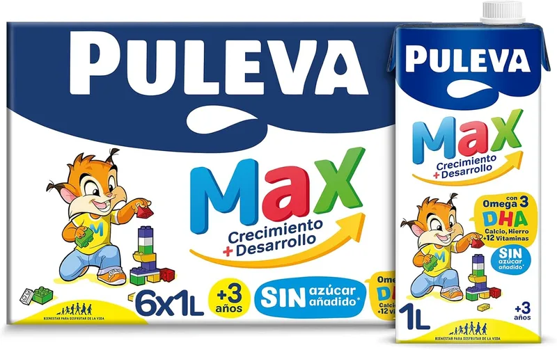 Puleva ▫️ Max Original Leite para Crescimento e Desenvolvimento +3 Anos 1 L (Embalagem de 6)