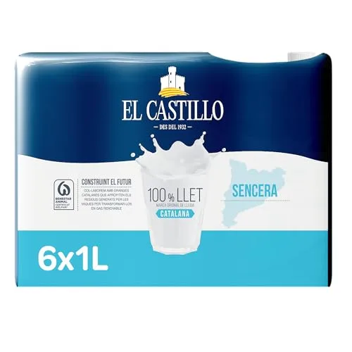 El Castillo ▫️ Leite integral, rico em cálcio e proteínas, sem glúten, sem açúcares adicionados - Embalagem de 6 x 1 L 3