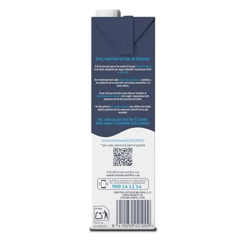 El Castillo ▫️ Leite integral, rico em cálcio e proteínas, sem glúten, sem açúcares adicionados - Embalagem de 6 x 1 L 5
