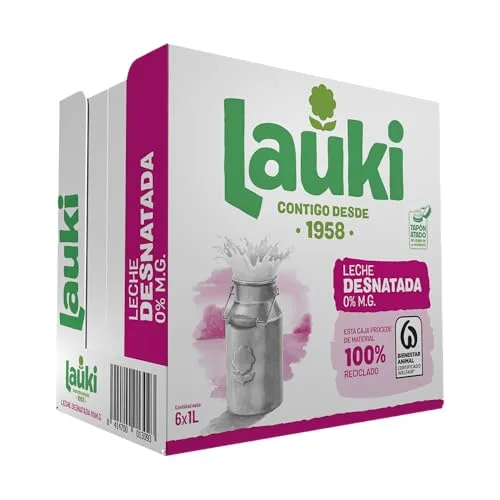 Lauki ▫️ Leite Desnatado com Bem-Estar Animal - Sem Açúcar Adicionado e Sem Glúten - Embalagem UHT de 6 x 1 L 3