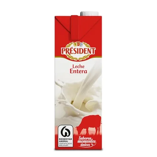 Président ▫️ Leite Presidente Integral, Leite Natural da Galiza, Fonte de cálcio e proteínas, sem glúten, bem-estar animal, embalagem de 6 x 1 L 5