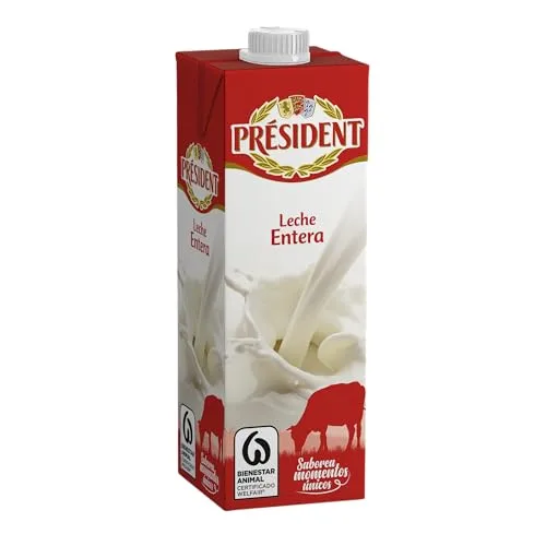 Président ▫️ Leite Presidente Integral, Leite Natural da Galiza, Fonte de cálcio e proteínas, sem glúten, bem-estar animal, embalagem de 6 x 1 L 7