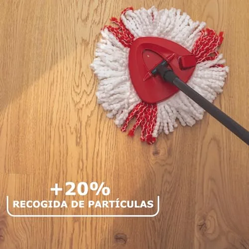 Vileda ▫️ Turbo, Conjunto de esfregona giratória e balde com pedal, Preto e Vermelho 4