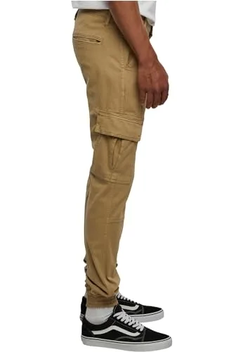 Urban Classics ▫️ Calças Cargo Washed para homem, pretas, 98% algodão, 2% elastano, largas 2