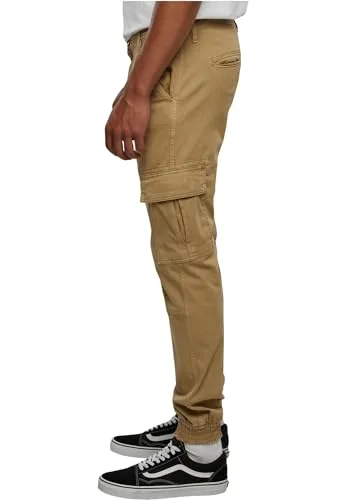 Urban Classics ▫️ Calças Cargo Washed para homem, pretas, 98% algodão, 2% elastano, largas 3