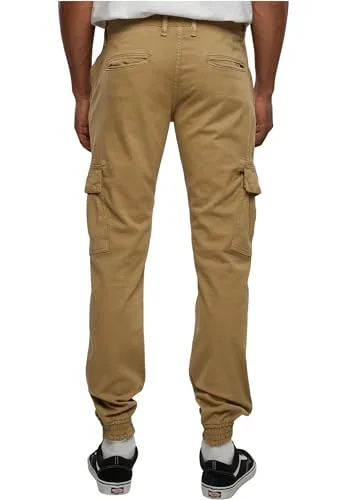 Urban Classics ▫️ Calças Cargo Washed para homem, pretas, 98% algodão, 2% elastano, largas 4
