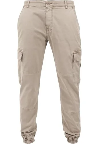 Urban Classics ▫️ Calças Cargo Washed para homem, pretas, 98% algodão, 2% elastano, largas 5