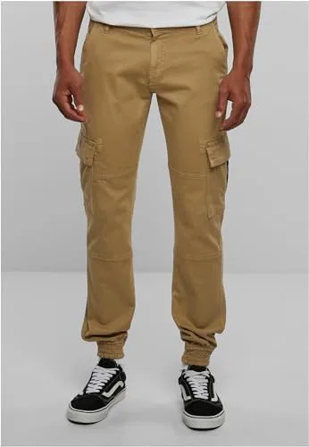 Urban Classics ▫️ Calças Cargo Washed para homem, pretas, 98% algodão, 2% elastano, largas 6