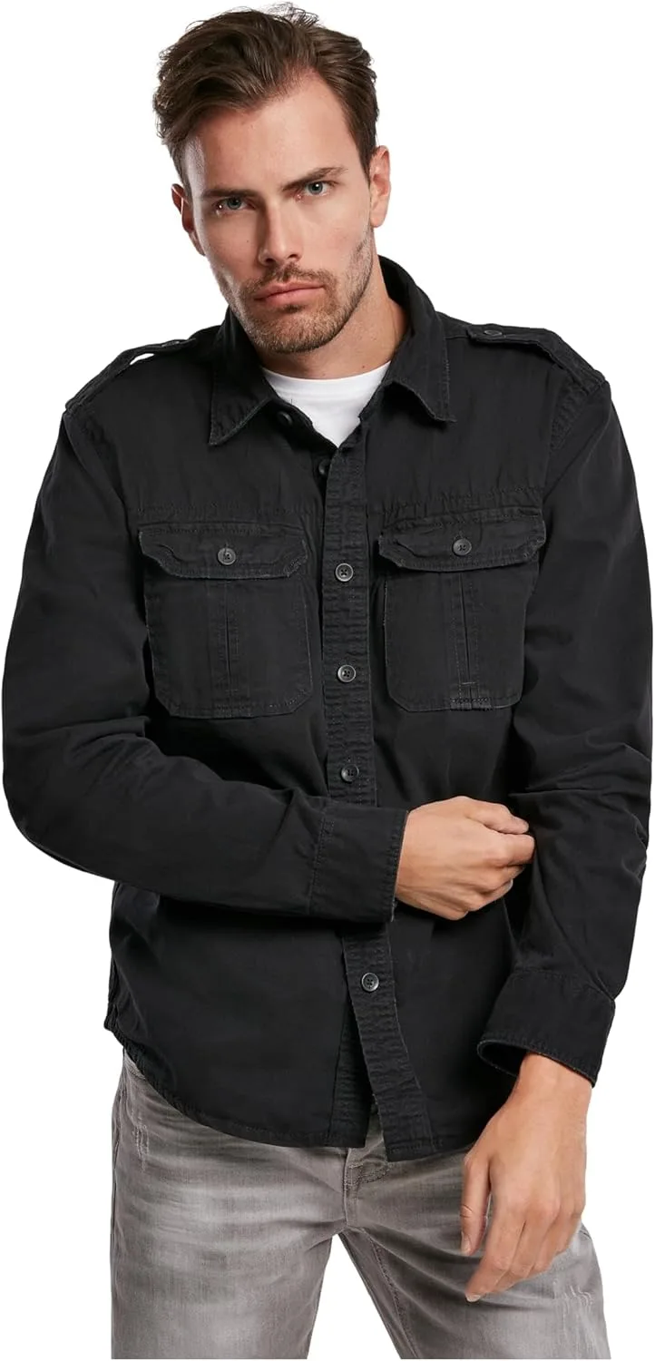 Brandit ▫️ Vintage Manga comprida para homem Regular Preto