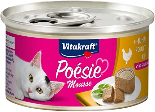 Vitakraft ▫️ Poésie Mousse, Comida húmida para gatos, mousse aerada com frango, em embalagem «Reserva», sem adição de açúcar (12 x 85 g) 2