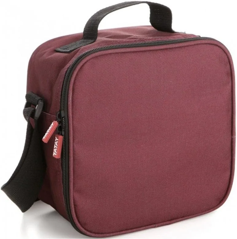 Tatay ▫️ Saco Térmico Impermeável para Alimentos - Urban Food Casual 3 L | 4 recipientes: 2 x 0,5 L + 2 x 0,2 L | Tripla camada isolante | Corpo semirrígido | Bolso interior | 22,5 x 10 x 22 cm, bordô