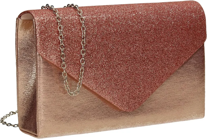SwankySwans ▫️ Kelly Glitter Envelope Clutch Bag Party Prom Bag - Bolsa de senhora