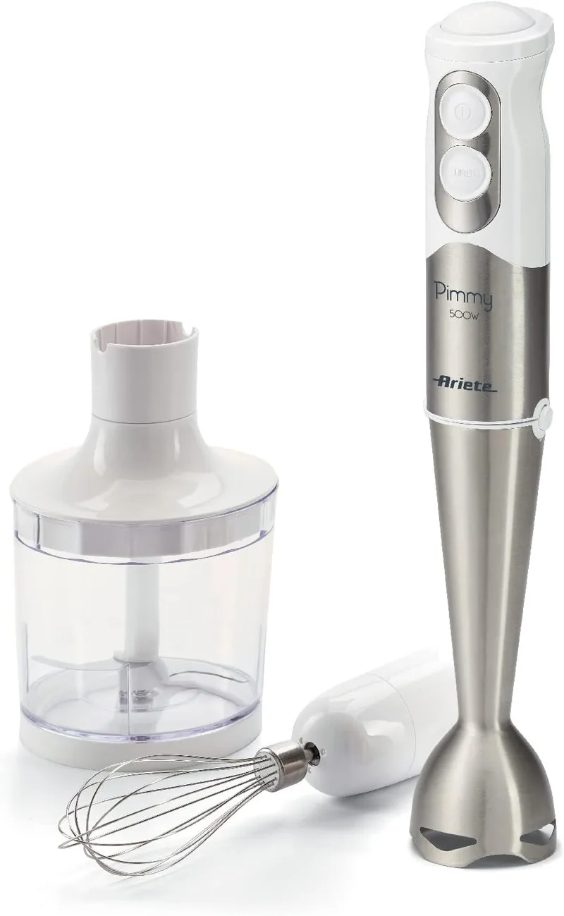 Ariete ▫️ 886 - Varinha mágica, Pimmy 3 produtos em 1, 500 W, 5 velocidades, função turbo, lâmina tripla, branco