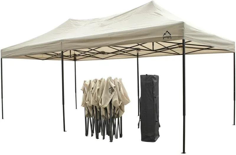 All Seasons Gazebos ▫️ Gazebo Pop-up 3x6 m Totalmente Impermeável - Bege