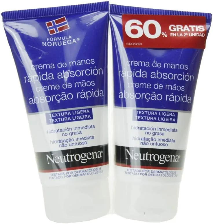 Neutrogena ▫️ Fórmula Norueguesa de Absorção Rápida - Creme para Mãos Secas, 75 ml, 2 unidades
