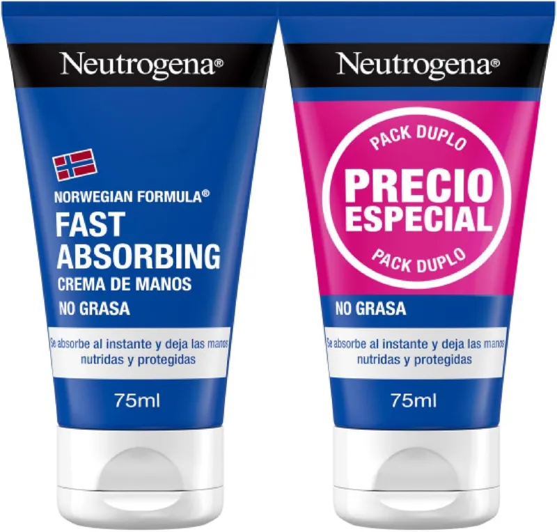 Neutrogena ▫️ Fórmula Norueguesa de Absorção Rápida - Creme para Mãos Secas, 75 ml, 2 unidades