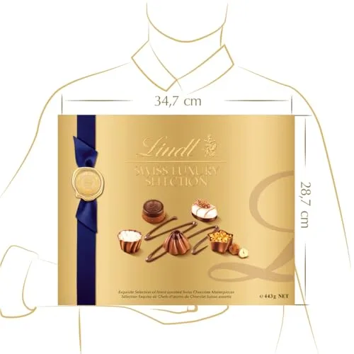 Lindt ▫️ Chocolates da coleção Swiss Luxury Selection, acabados à mão de forma artesanal, caixa de chocolates para oferecer, 230 g 4