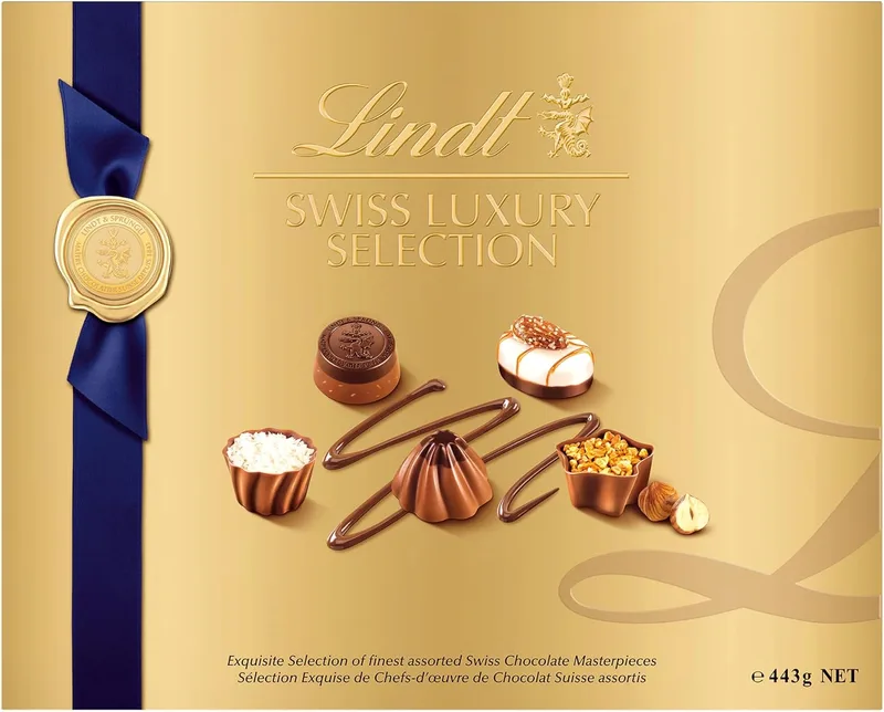 Lindt ▫️ Chocolates da coleção Swiss Luxury Selection, acabados à mão de forma artesanal, caixa de chocolates para oferecer, 230 g