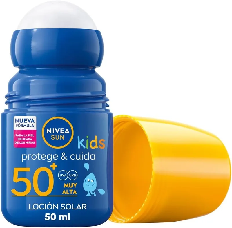 NIVEA SUN ▫️ Protect & Care Kids - Roll-On FP50+ - Protetor solar para crianças - Proteção UVA/UVB muito elevada - Resistente à água - Fácil aplicação - Para crianças a partir dos 3 anos - Pele delicada - 50 ml