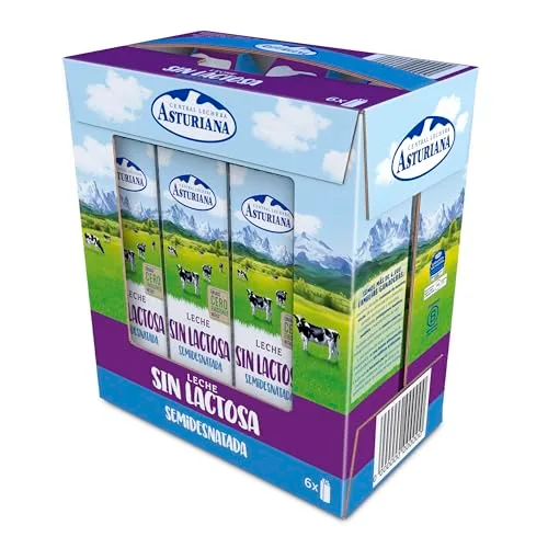 Central Lechera Asturiana ▫️ CLA Leite sem lactose semidesnatado, embalagem de 6 x 1 L 2