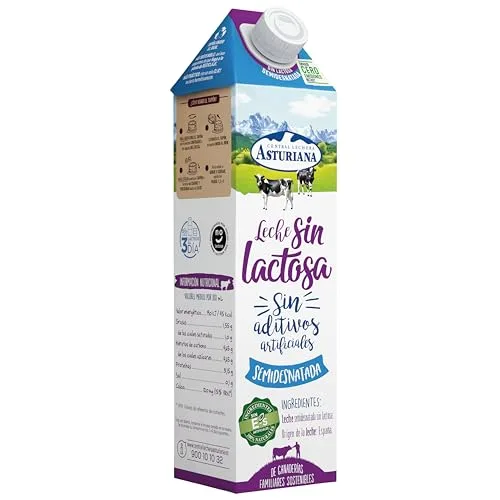 Central Lechera Asturiana ▫️ CLA Leite sem lactose semidesnatado, embalagem de 6 x 1 L 4