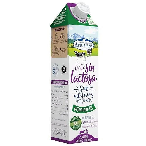 Central Lechera Asturiana ▫️ CLA Leite Desnatado Sem Lactose 0% Embalagem de 6 x 1 L 3