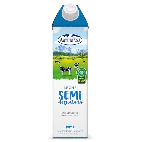 Central Lechera Asturiana ▫️ Leite Semidesnatado UHT Em embalagem de cartão 6x1L 4