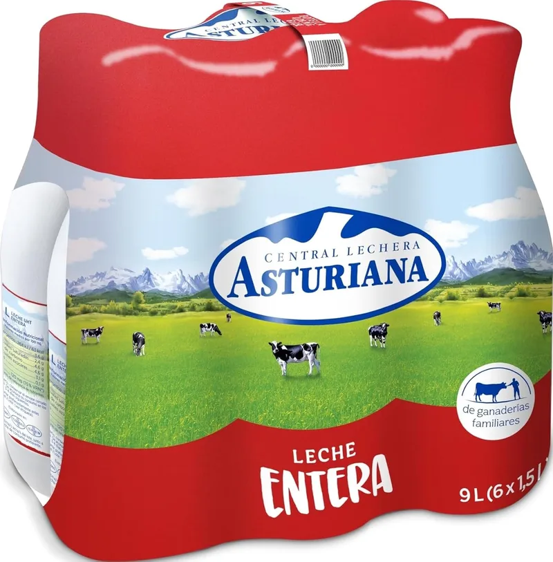 Central Lechera Asturiana ▫️ CLA Leite Gordo Embalagem de 6 x 1,5 L