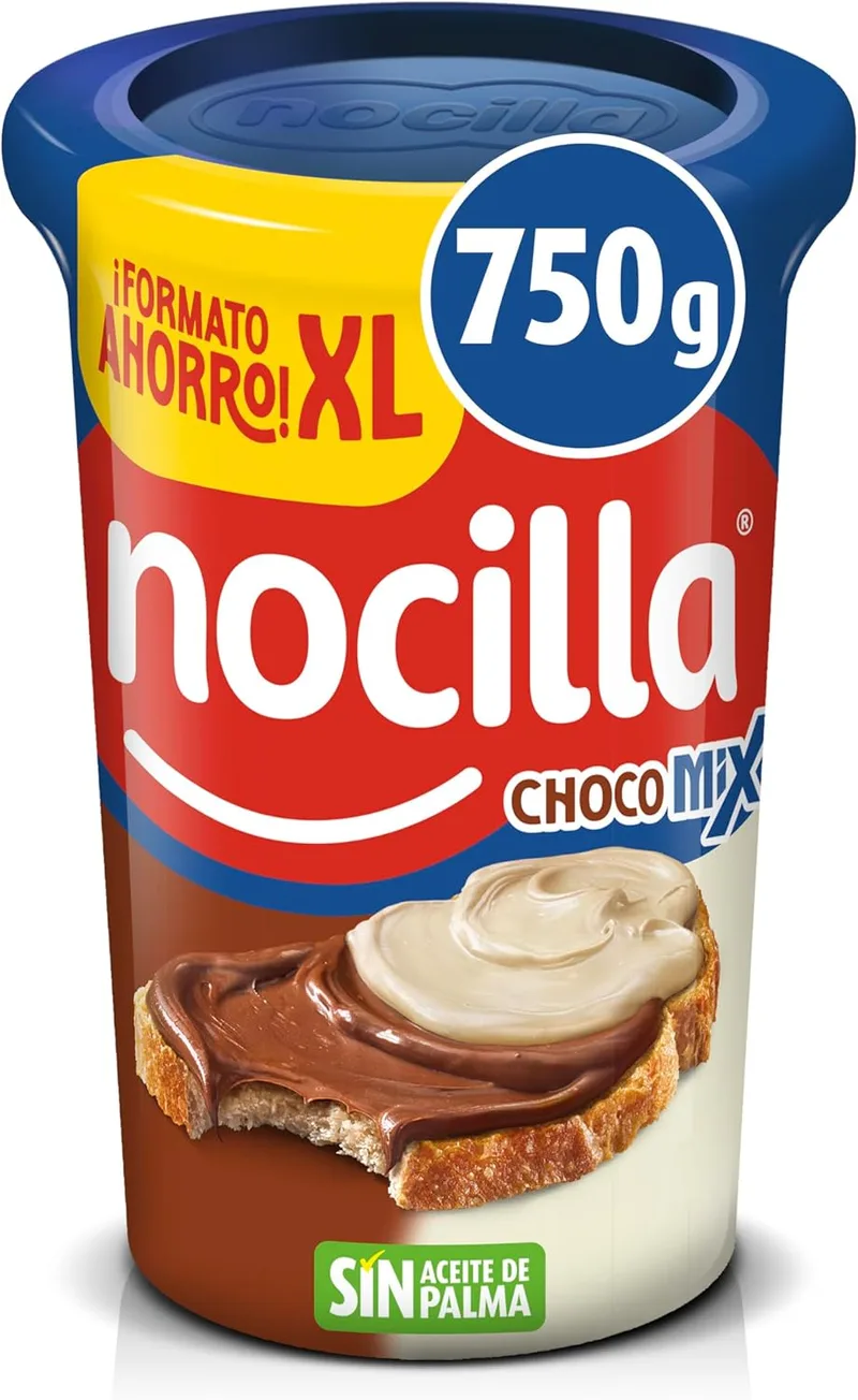 Nocilla ▫️ ChocoMix, Creme duplo com cacau e leite com avelãs, sem óleo de palma - Formato XL - Lata 750g
