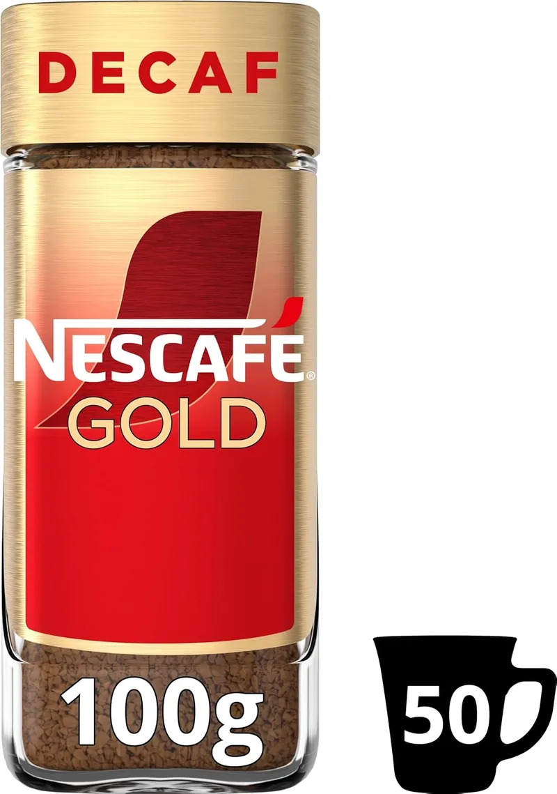 NESCAFÉ GOLD ▫️ DESCAFEINADO: aroma e sabor, café solúvel descafeinado 100 % arábica, frasco de vidro, 100 g