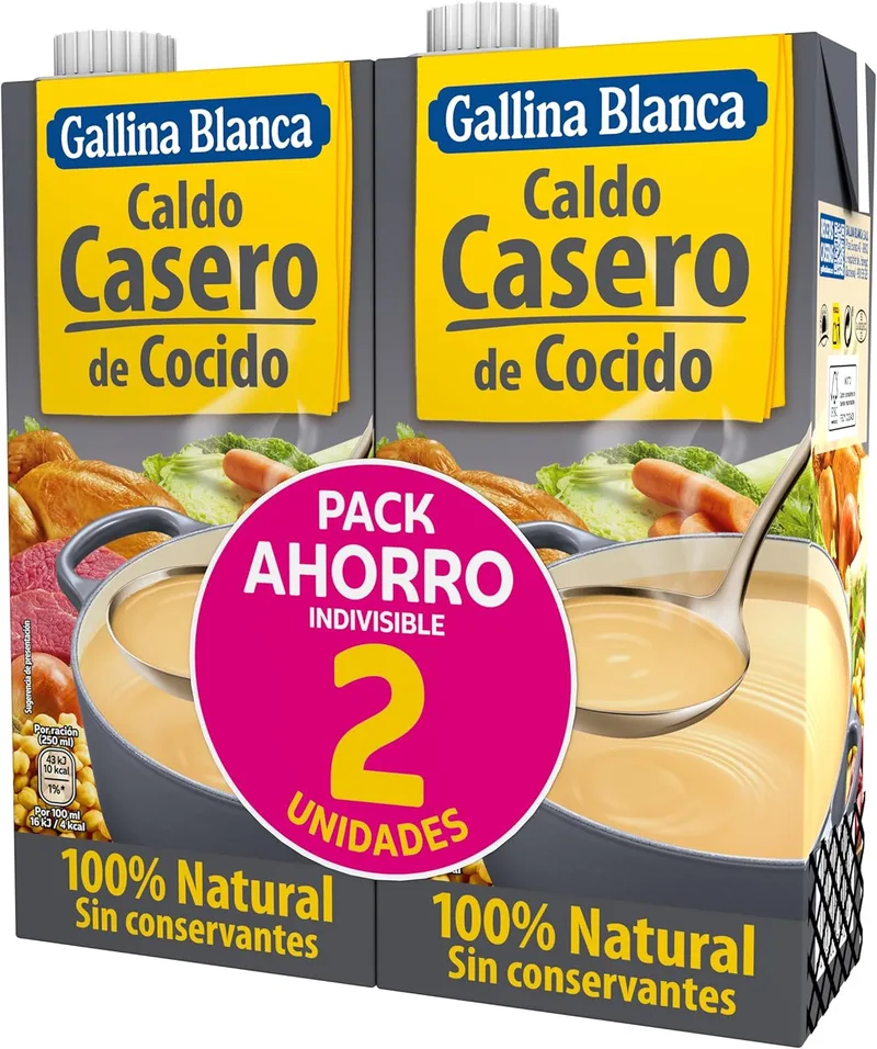 Gallina Blanca ▫️ Caldo Cozido Caseiro 100% Natural - 1L (Embalagem de 2)