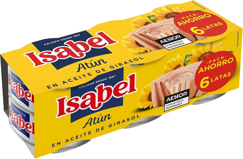 Isabel ▫️ Atún com Óleo de Girassol - Embalagem de 6 x 65 g - Total: 390 g