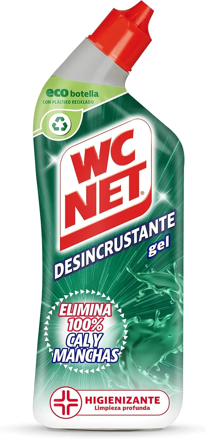 WC Net ▫️ Gel descalcificante para casa de banho, elimina calcário e manchas, 800 ml,