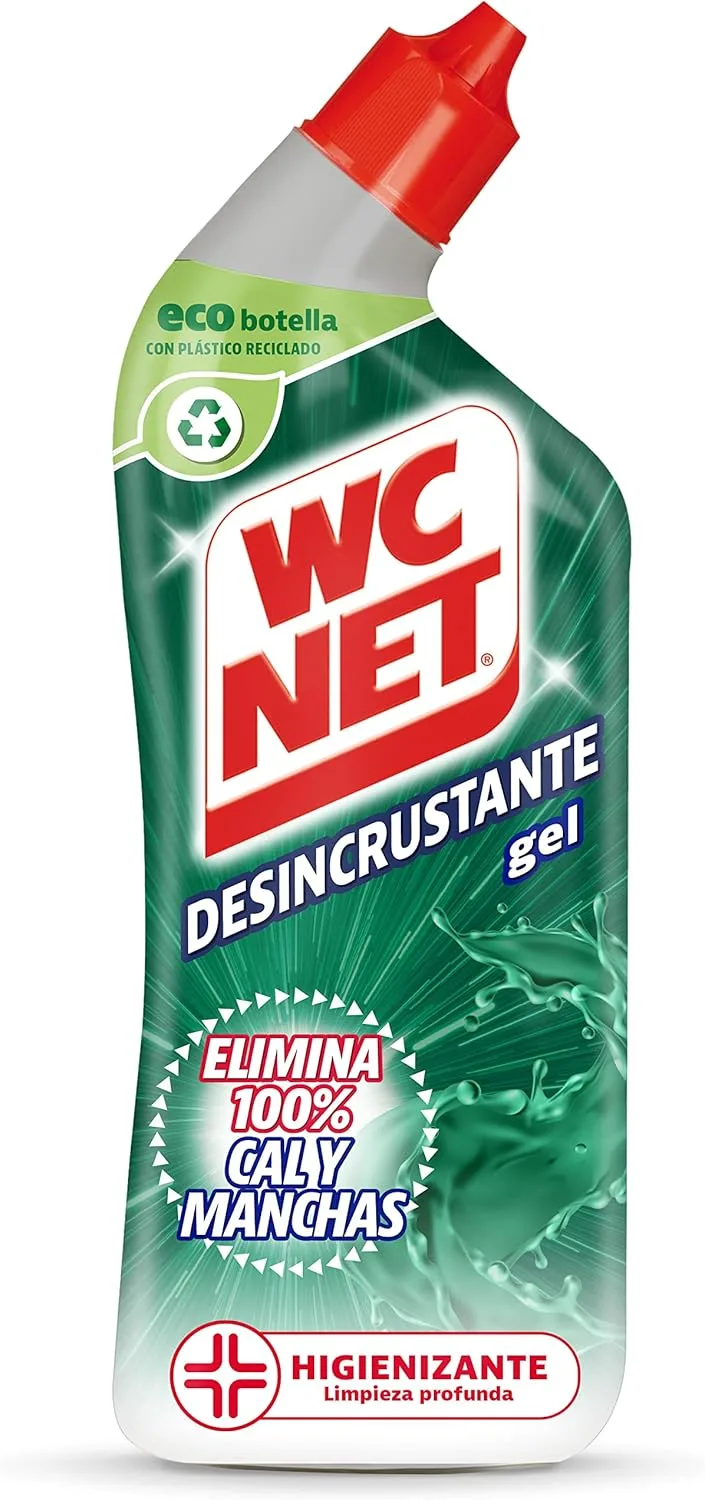 WC Net ▫️ Gel descalcificante para casa de banho, elimina calcário e manchas, 800 ml,