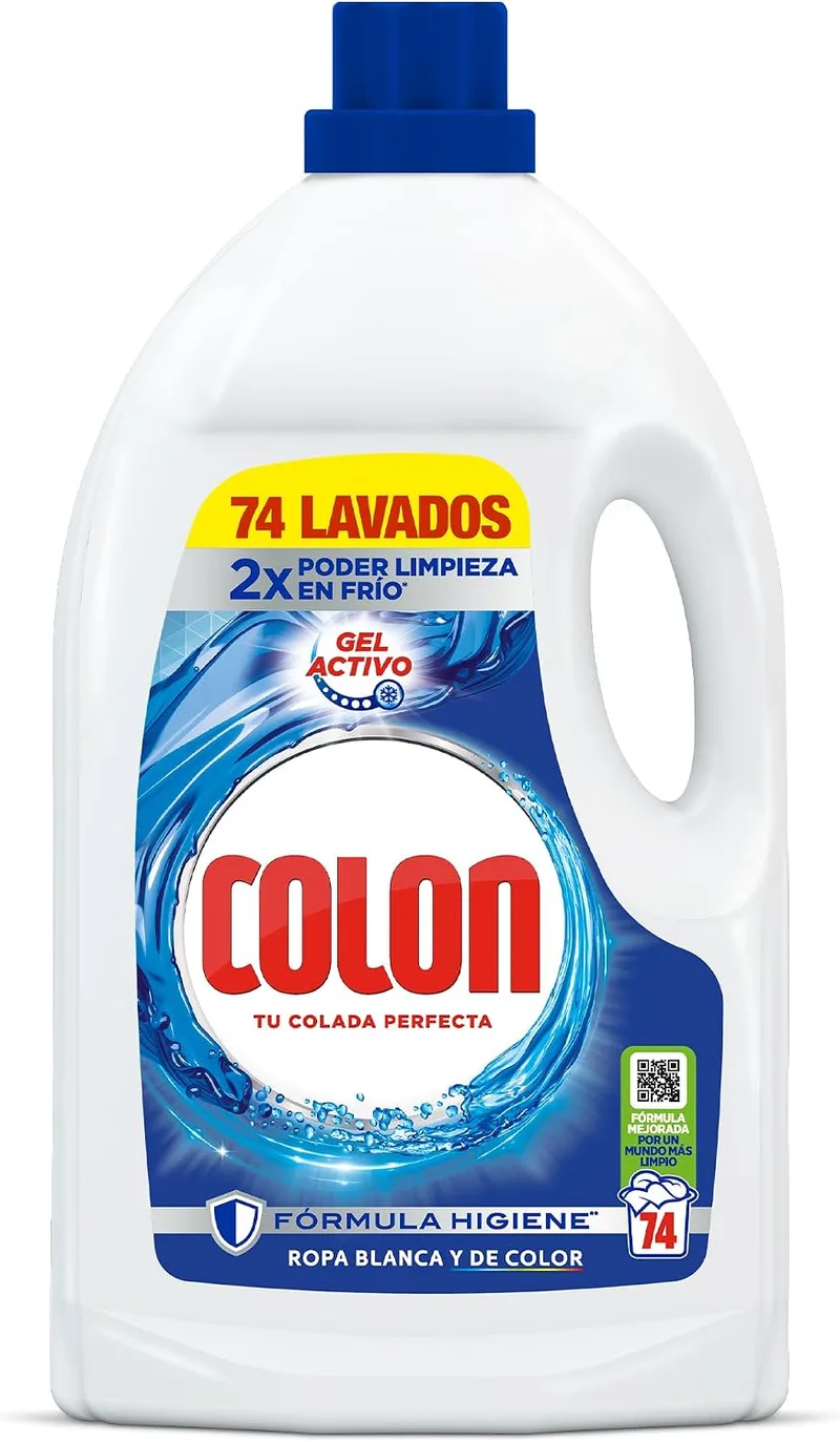 Colon ▫️ Gel Activo - Detergente para máquina de lavar roupa, adequado para roupa branca e de cor, em formato de gel - 74 doses