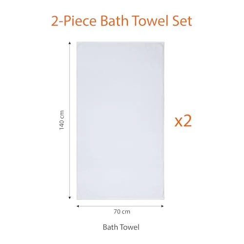 Amazon Basics ▫️ Conjunto de toalhas de banho 100% algodão, toalha de duche 70 x 140 cm, branca, embalagem com 2 unidades 4
