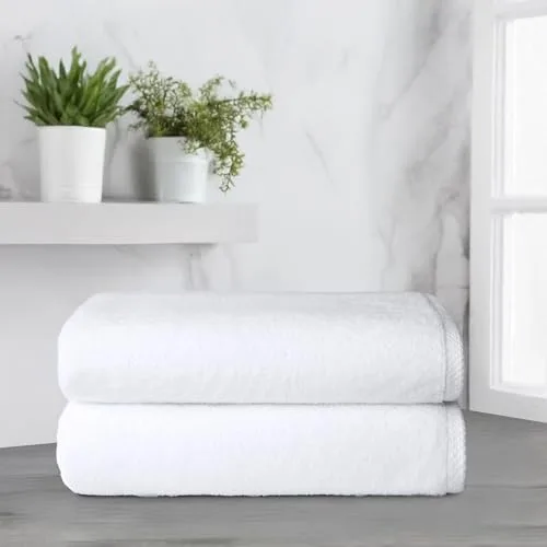 Amazon Basics ▫️ Conjunto de toalhas de banho 100% algodão, toalha de duche 70 x 140 cm, branca, embalagem com 2 unidades 7