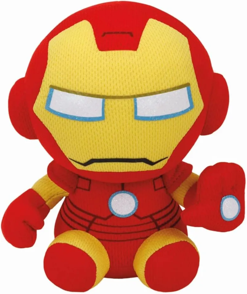 Ty ▫️ Beanie Boos Coleção Marvel, Homem de Ferro, Todos os Teus Heróis Preferidos em Versão de Peluche Macio para Colecionar, Ideia de Presente para Grandes e Pequenos T41190, 16 cm