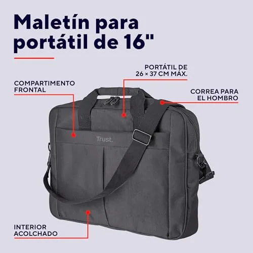 Trust ▫️ Primo - Mala para portáteis até 16, preta 2