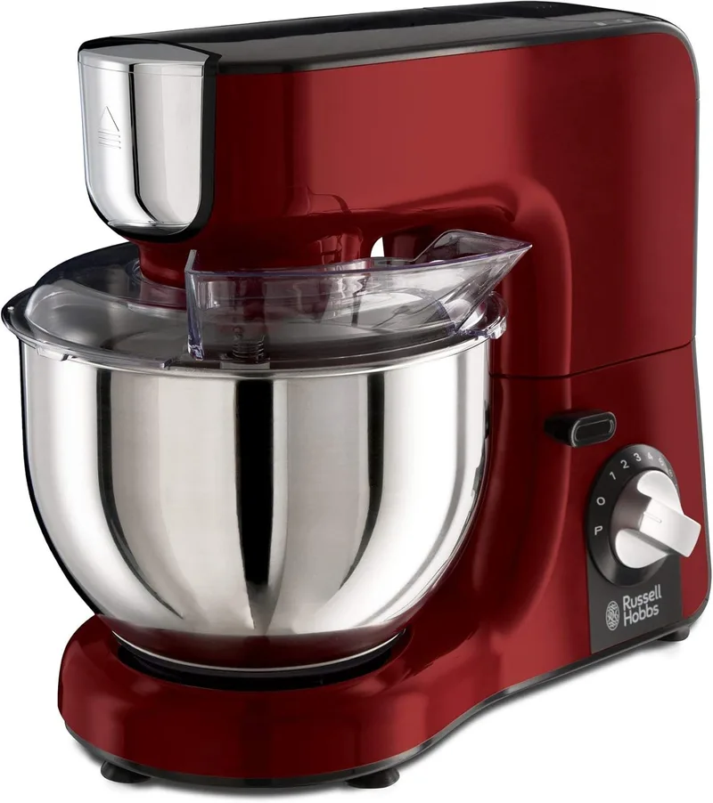 Russell Hobbs ▫️ Desire - Processador de alimentos (1000W, taça 5L em aço inoxidável, acessórios e jarro batedor, vermelho) - ref. 23480-56