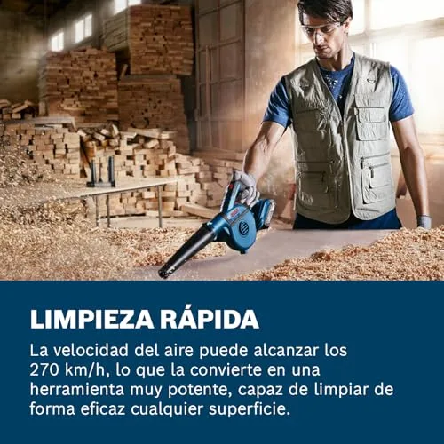 Bosch Professional ▫️ 18V System — soprador a bateria GBL 18V-120 (inclui 4 adaptadores, bocal padrão, tubo de extensão, bocal de profundidade, depósito de recolha de pó; sem bateria nem carregador) 3