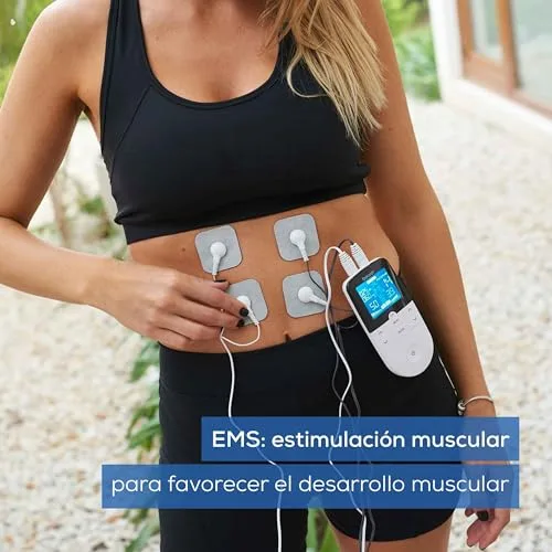 Beurer ▫️ EM 49 TENS/EMS digital, aparelho de estimulação elétrica 3 em 1 para alívio da dor e treino, com função de massagem, inclui 4 elétrodos, cor: branco 4