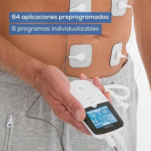 Beurer ▫️ EM 49 TENS/EMS digital, aparelho de estimulação elétrica 3 em 1 para alívio da dor e treino, com função de massagem, inclui 4 elétrodos, cor: branco 6