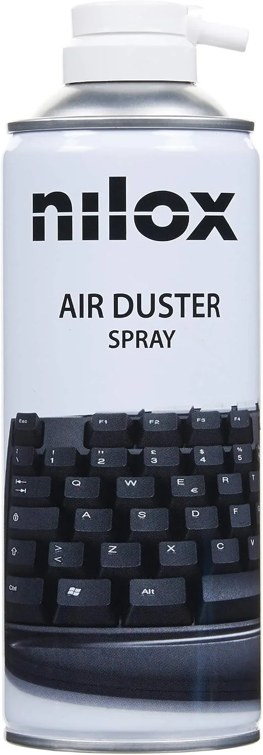 Nilox ▫️ Spray de ar comprimido, Spray de ar comprimido para limpeza de portáteis, impressoras e outros dispositivos, com canudinho para uma limpeza precisa e delicada, sem deixar resíduos, tamanho 400 ml