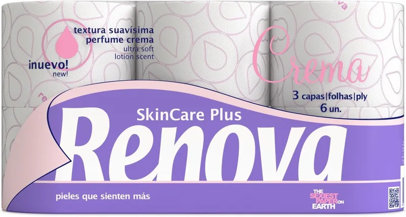 RENOVA ▫️ Skin Care Plus Papel Higiénico Decorado com Perfume - 6 Rolos