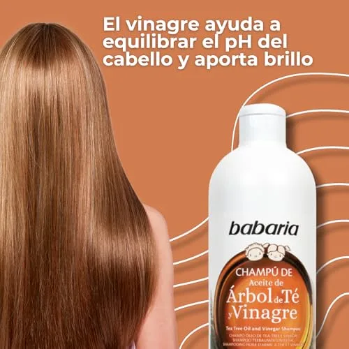 Babaria ▫️ Champô para Crianças sem Parabenos 700 ml | Champô de Árvore do Chá com Vinagre | Previne problemas relacionados com insetos que picam o couro cabeludo | Para todos os tipos de cabelo | Vegano 4